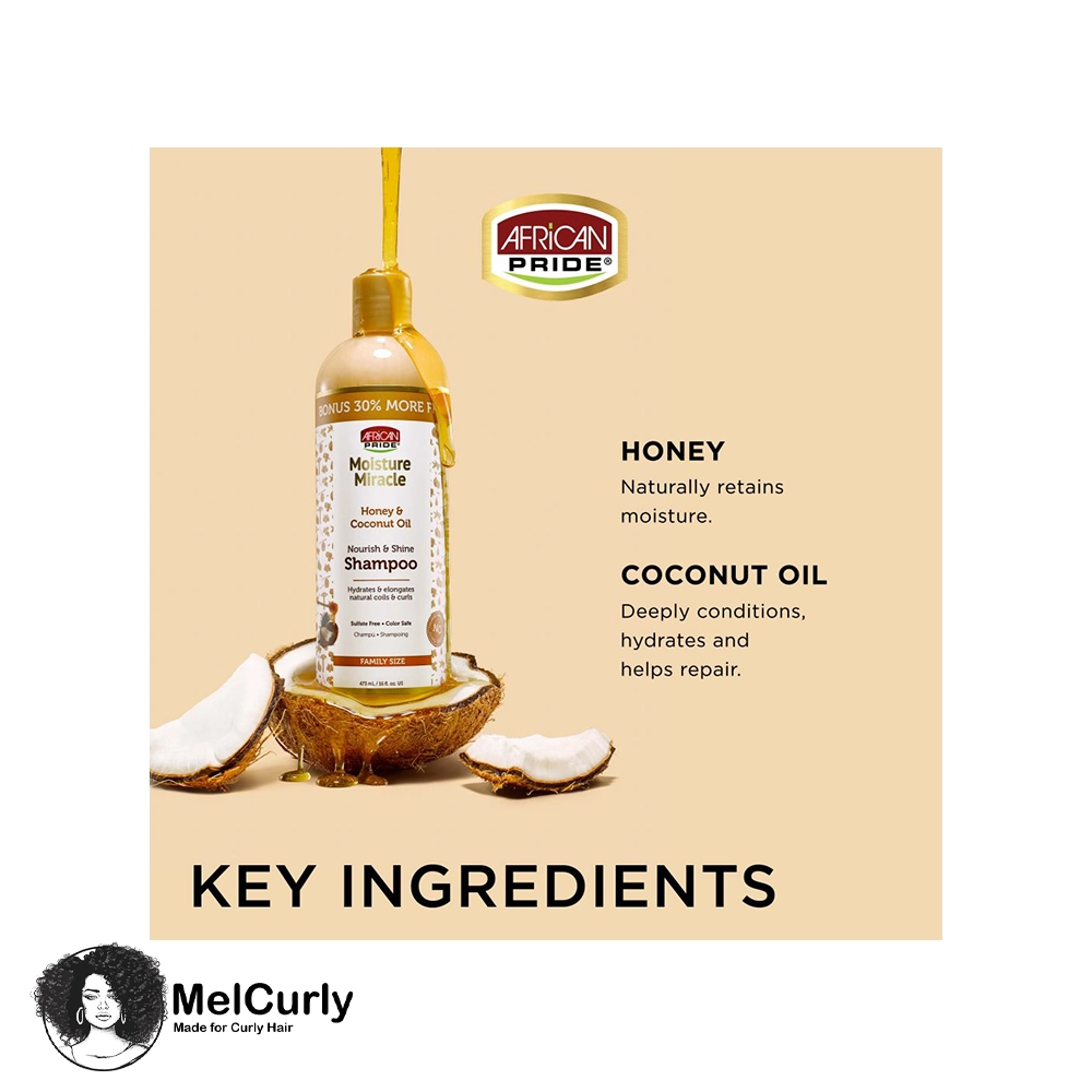 شامپو عسل و روغن نارگیل آفریکن پراید African Pride Moisture Miracle Honey & Coconut Oil Shampoo ۲ شامپو عسل نارگیل افریکن پراید - تصویر 3