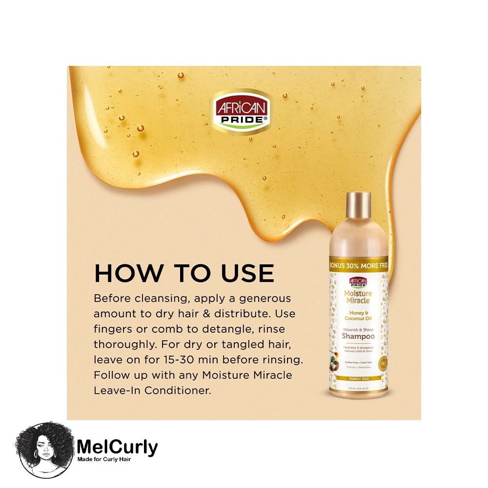 شامپو عسل و روغن نارگیل آفریکن پراید African Pride Moisture Miracle Honey & Coconut Oil Shampoo ۳ شامپو عسل نارگیل افریکن پراید - تصویر 4