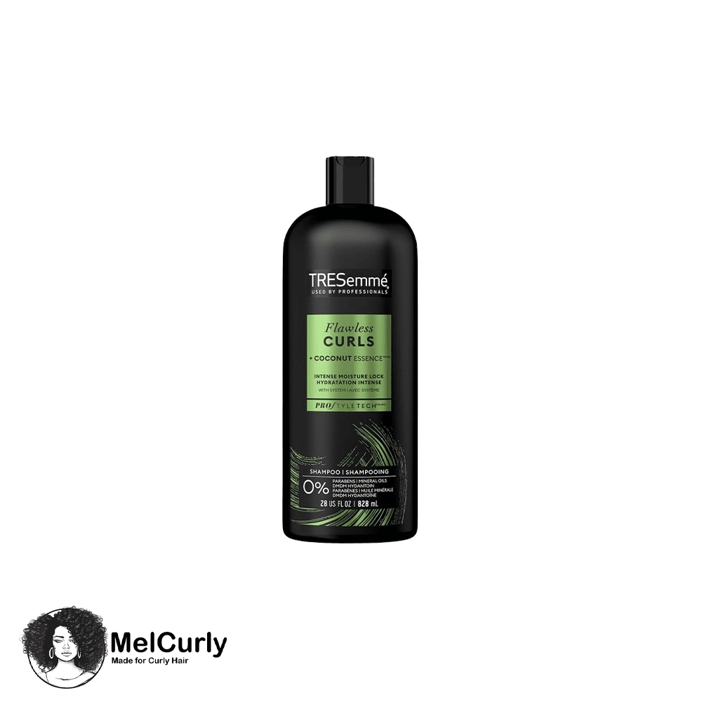 شامپو لیبل سبز موهای فر ترزمه TRESemmé Flawless Curls Hair with Coconut Oil Shampoo 828ml موجود در سایت مل کرلی Melcurly