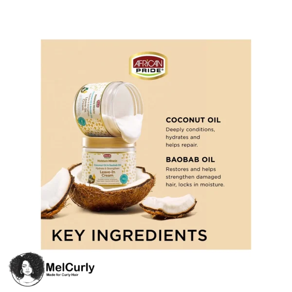 نرم کننده بعد حمام تقویتی و آبرسان آفریکن پراید African Pride Moisture Miracle Leave In Cream مل کرلی